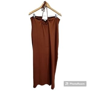 Earthbound XXL Halter Top Copper Side Slit Dress Boho Festical VCAY Beach